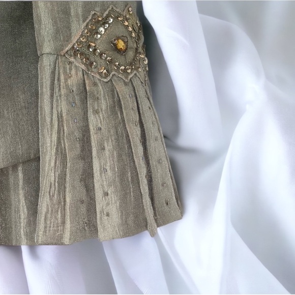 Vintage David’s Bridal Formal Mother of Bride Two Piece Long Dress Taupe Jeweled - Picture 7 of 10